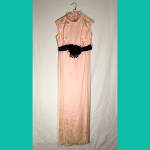 Vintage 1960s Pink Satin Formal Dress